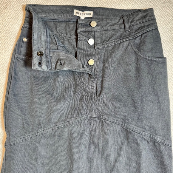 NWT Herskind Nikita Skirt Denim Long Straight Back Slit Size XS (2-4) Ebony Blue - Picture 5 of 11